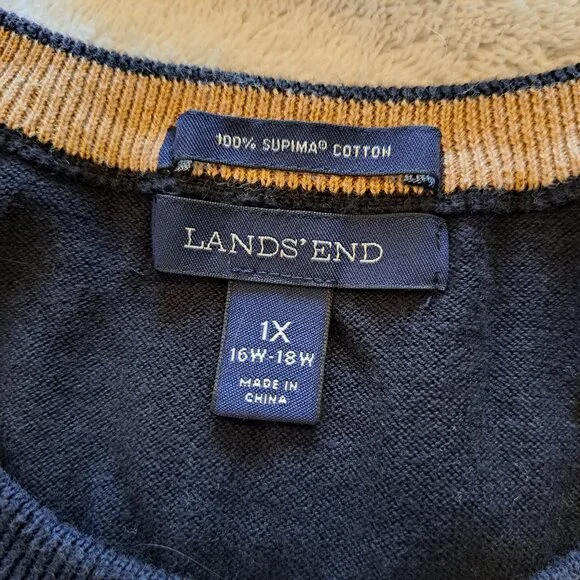 Lands' End Half Sleeve Supima Cotton Pullover Sweatshirt Plus Size 1X - Picture 5 of 5